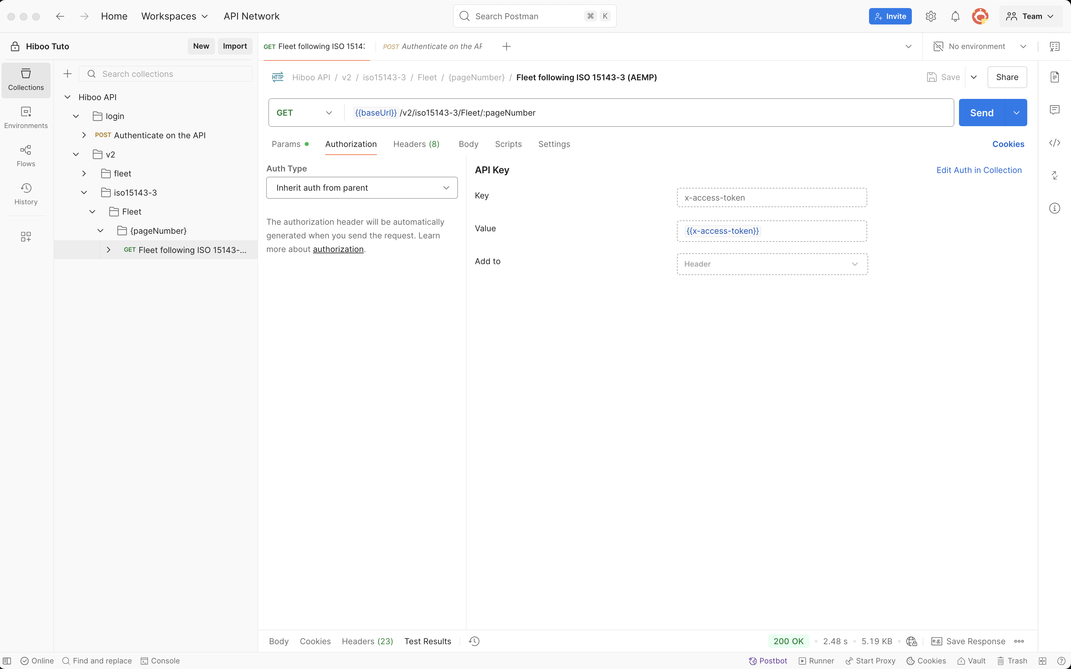 Inherit authentication setting