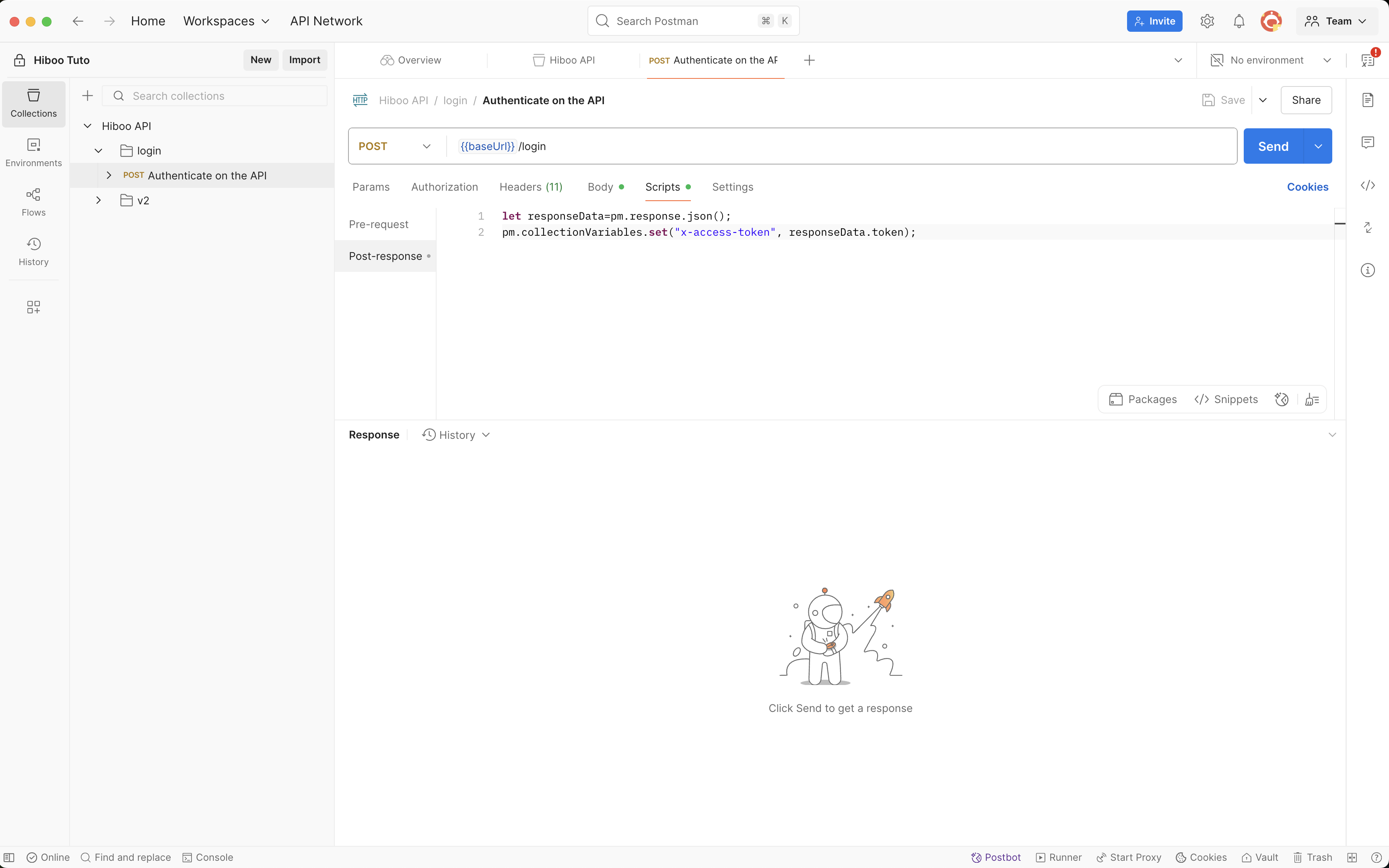 Login post-request script