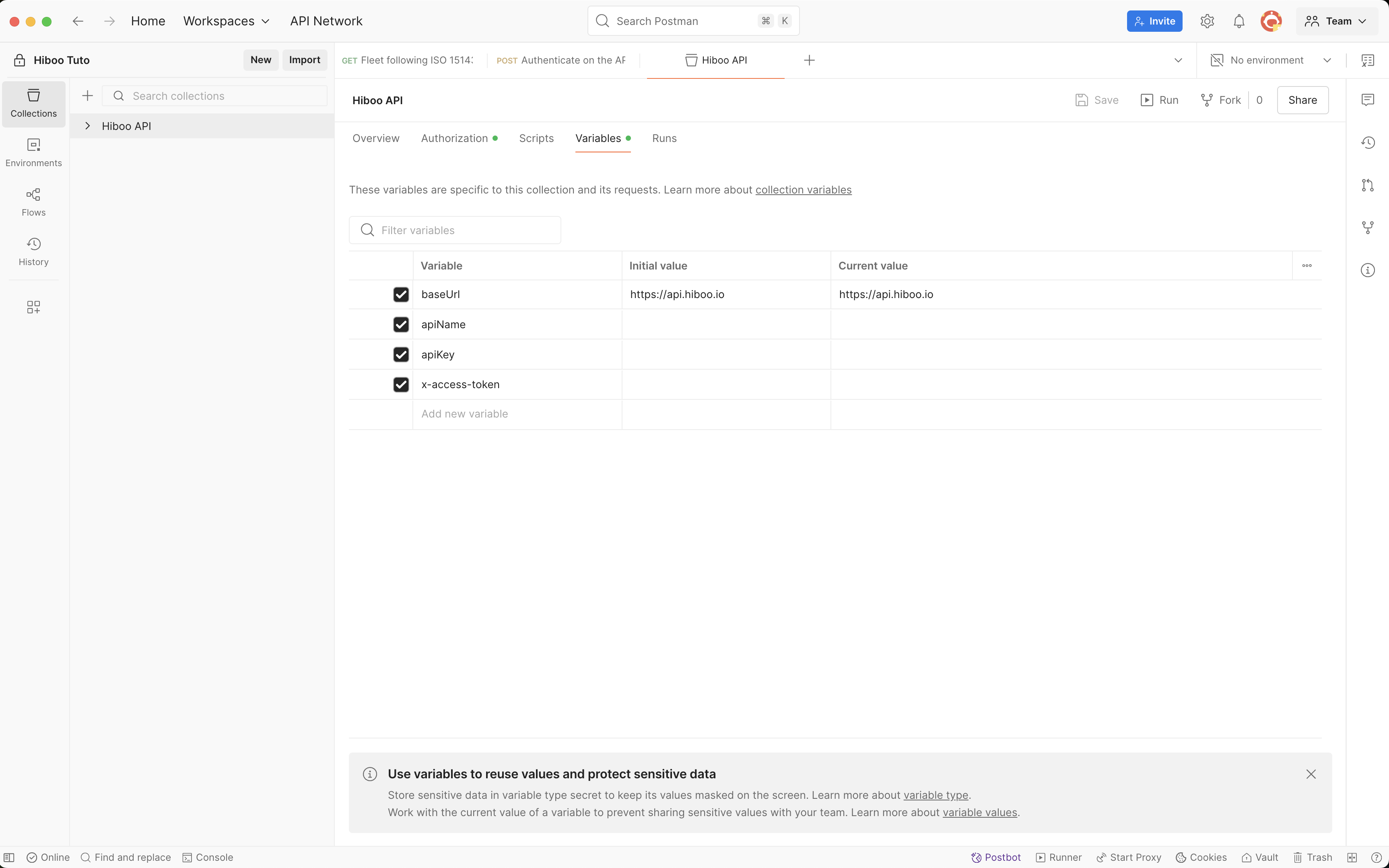 Collection variables configuration