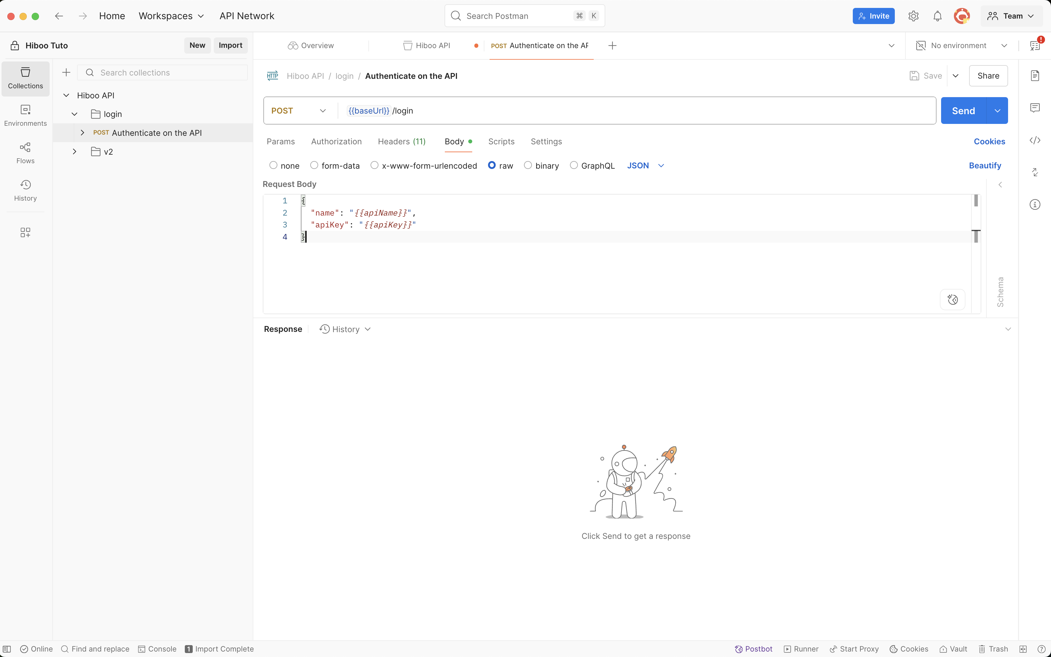 Login request body configuration