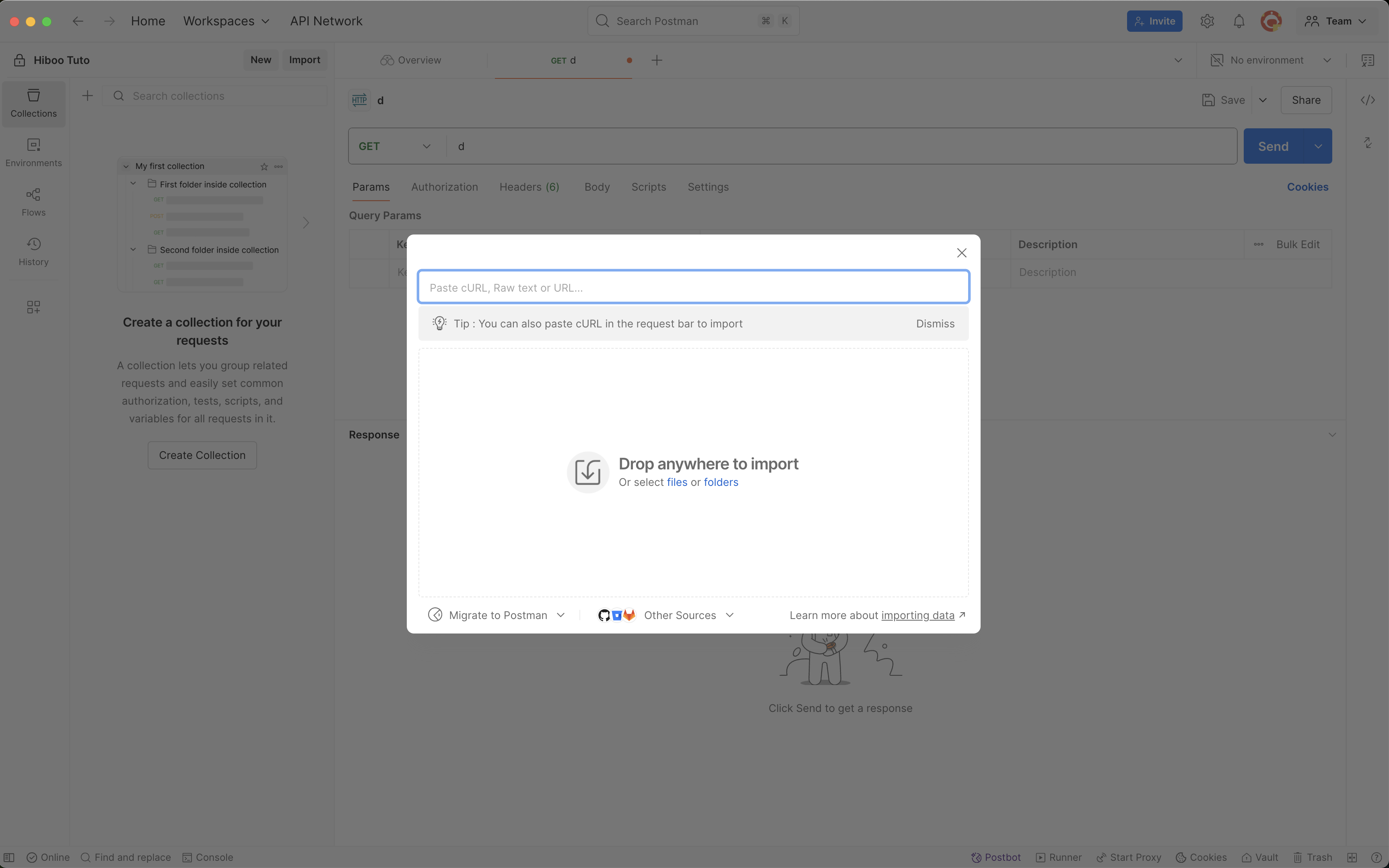 Import button in Postman